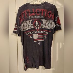 Affliction American Customs Distressed Henley Men's Shirt Sz L